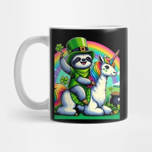 Leprechaun Sloth Riding Llama Unicorn St Patricks Day Mug